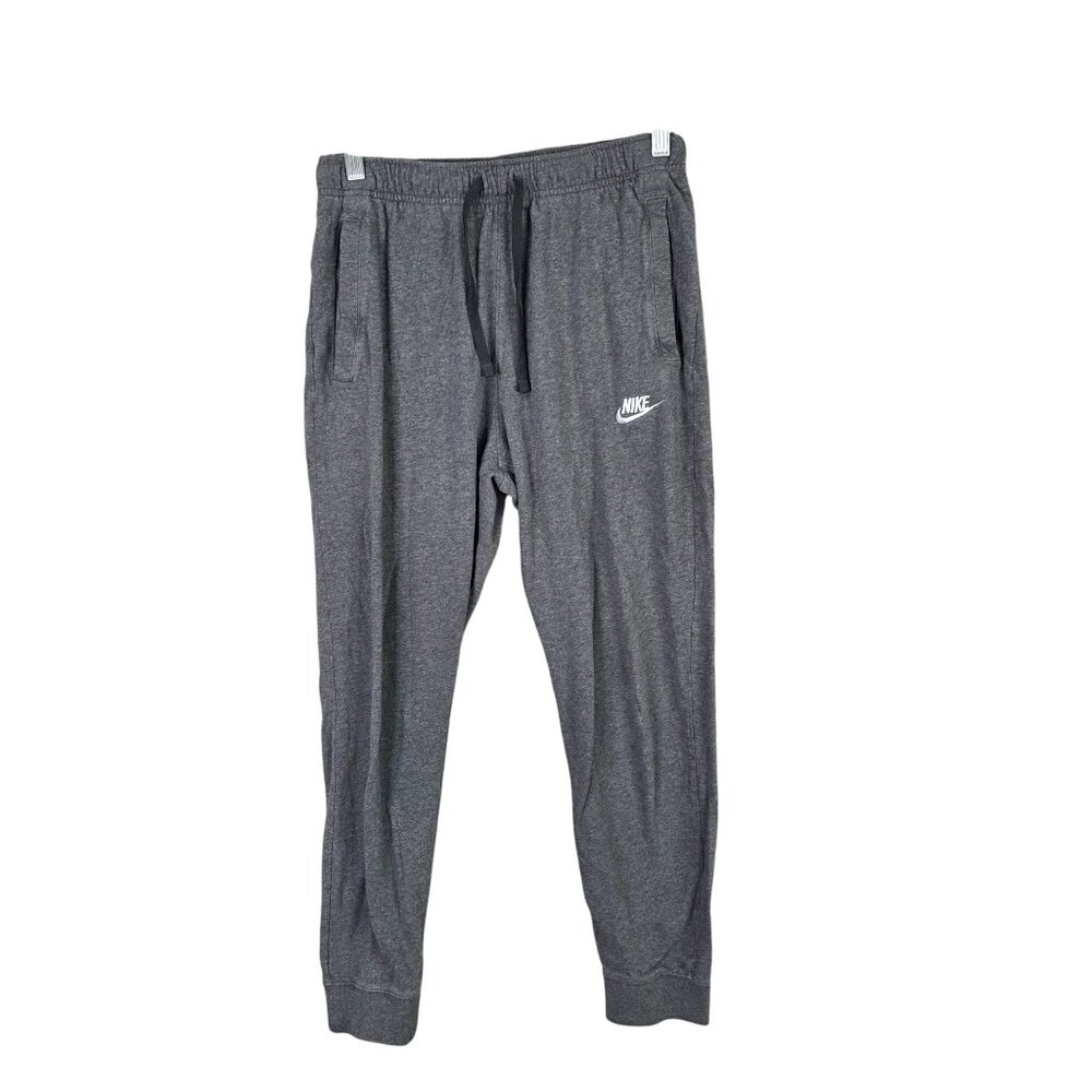 Mens Nike Heathered Gray Jersey Joggers Elastic Drawstring Waist Cotton Size S